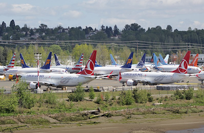 Grounded Boeing 737MAX airplanes