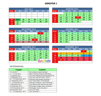 Kalender Pendidikan Tahun Ajaran 2017-2018 untuk TK / SD /SMP/SMA/SMK 