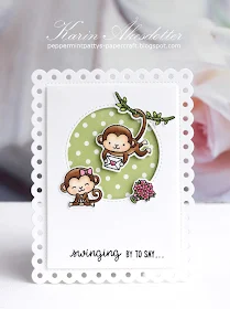 Sunny Studio Stamps: Love Monkey Frilly Frames Polka Dots Love Themed Cards with Karin Akesdotter