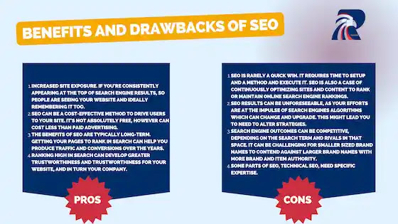 Benefits and drawbacks of SEO.