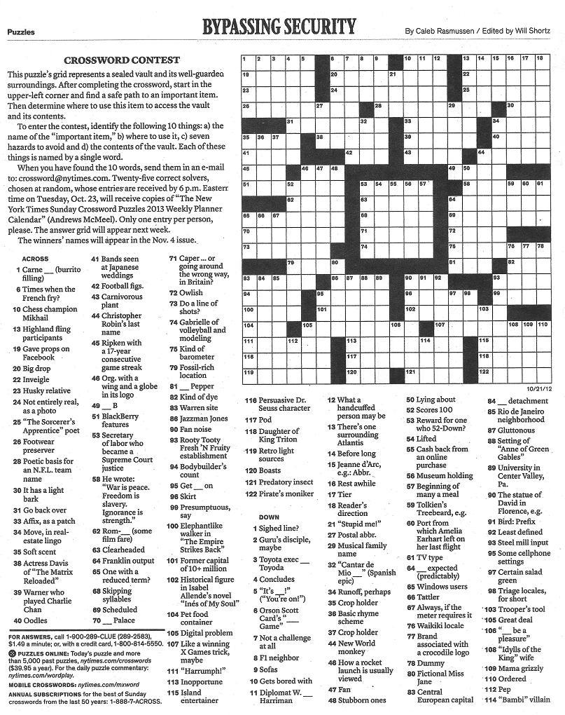 Correction: Friday's New York Times crossword puzzle ...