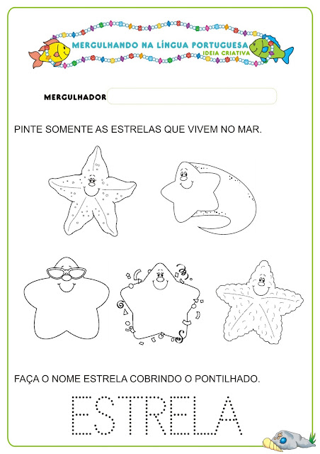 Caderno de Atividades Língua Portuguesa  Projeto no Fundo do Mar grátis para imprimir