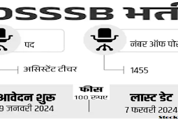 डीएसएसएसबी ने असिस्टेंट टीचर के 1455 पदों पर भर्ती 2024, आवेदन शुरू (DSSSB Recruitment 2024 for 1455 posts of Assistant Teacher, application started)