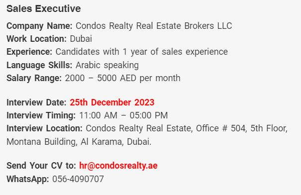 Direct Jobs Interviews In UAE From Today December