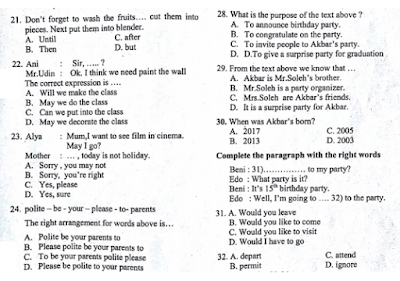 Download contoh gambaran soal latihan Soal PAS UAS Bahasa Inggris Kelas 8 Semester 1 Kurikulum 2013 Revisi 2018