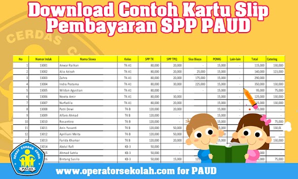Download Referensi Kartu Slip Pembayaran Spp Paud