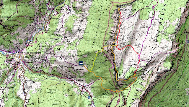 Plan de randonnée du Pinet via les Sangles du Fouda Blanc et du Pinet