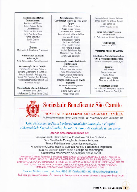 PROGRAMA DA FESTA DE NOSSA SENHORA DA CONCEIÇÃO - 1999