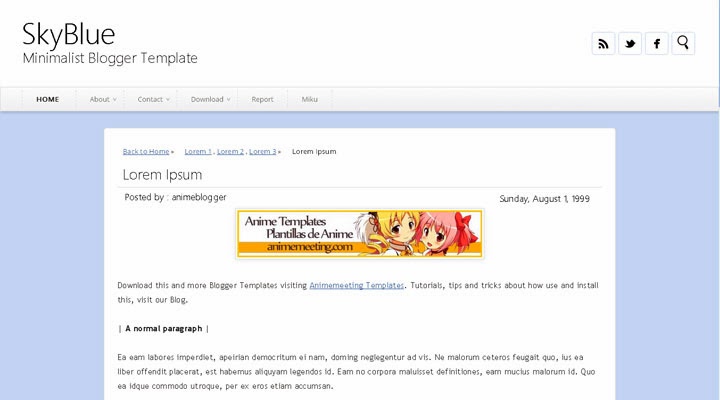 anime blogger template Anime SkyBlue