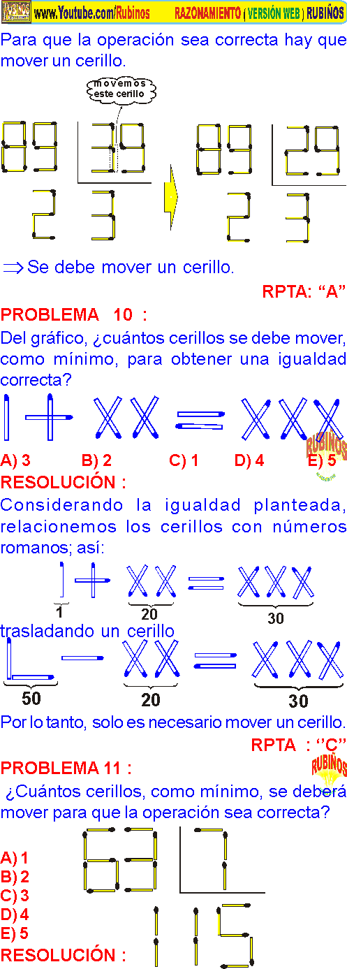 PALITOS DE FOSFOROS ACERTIJOS ARITMÉTICOS EJERCICIOS ...