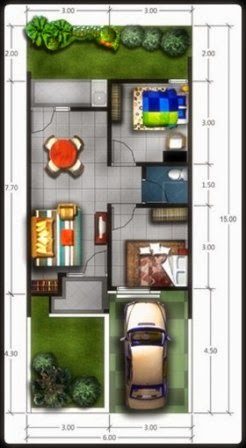  Denah Rumah Minimalis Type 45  Tanah 150 m2
