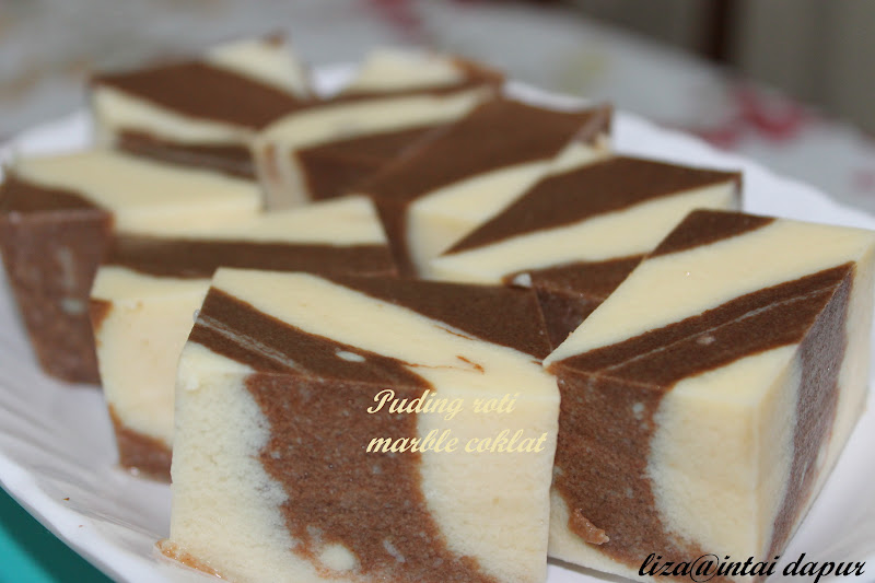 INTAI DAPUR: Puding Roti Marble Coklat.