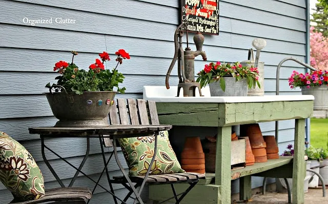 Rustic Potting Sink/Bench & Rustic Seating organizedclutter.net