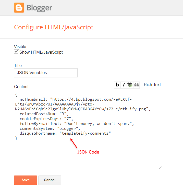 json variables