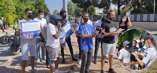 International students gather in front of TRNC parliament building in Lefkosa, police interrupt gathering  