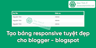 Tạo bảng responsive tuyệt đẹp cho blogger - blogspot