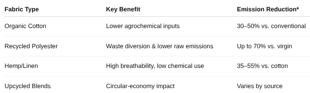 How can carbon footprint supply chain management integrate sustainable fabrics and eco friendly methods to reduce emissions and boost air quality?