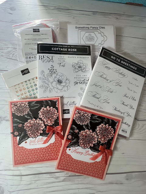 Stampin' Up! Stamp Sets and Dies used to create Floral Greeting Card