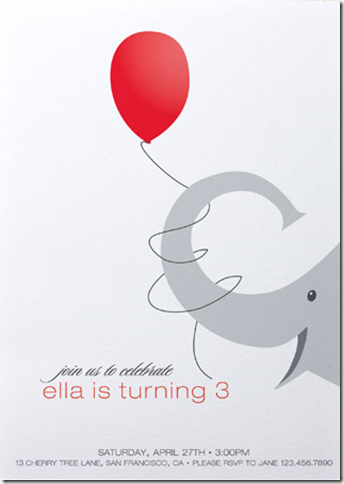 elephant birthday party invite kids