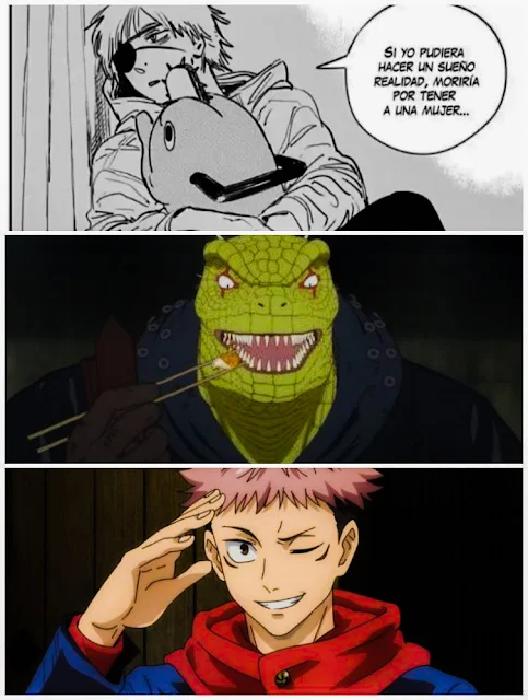jujutsu kaisen chainsawa man y dorohedoro