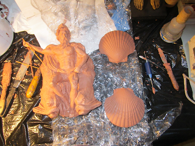 Neptune clay sculpture