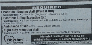 Required Nursing Staff in Rhythm Heart