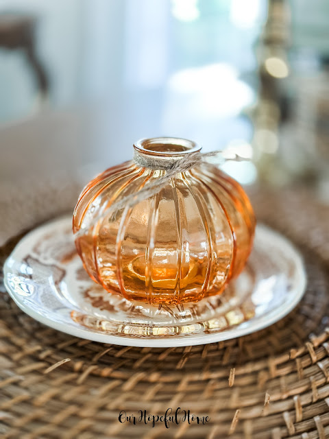 orange glass pumpkin brown transferware plate