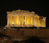 parthenon by night