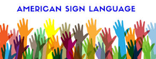 American Sign Language clip art multi-color many hands raised 