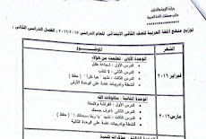 توزيع منهج اللغة العربية للصف الثانى الابتدائى الفصل الدراسى الثانى للعام الدراسى 2015/2016