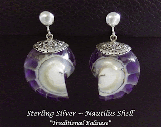 nautilus shell clip on earrings