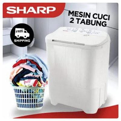 Sharp Mesin Cuci 2 Tabung ES-T65MW-BK