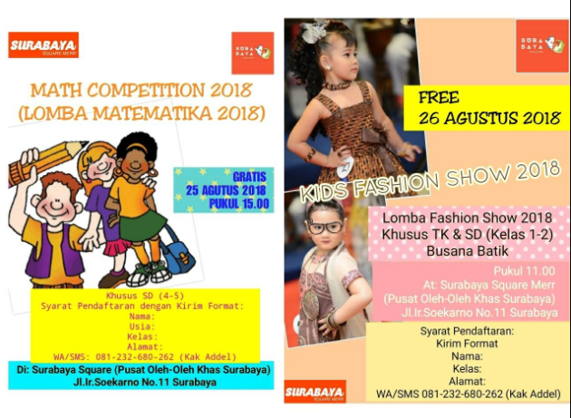 Info lomba  Gratis Fashion  Show  dan Lomba  Matematika 