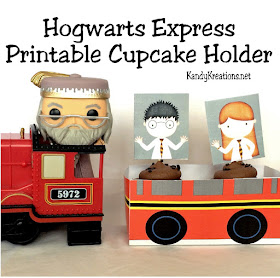 Ride the Hogwarts Express for some yummy cupcakes to enjoy with your Hogwarts classmates.  This free printable cupcake holder and cupcake toppers are the perfect addition to any Harry Potter party.  You can add your cupcakes and enjoy the ride to some magical party fun!