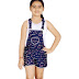 Naughty Ninos Navy and White Cotton Dungaree with Vest