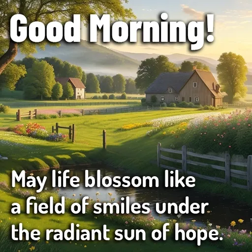 May life blossom like a field of smiles under the radiant sun of hope. Good morning. Good Morning.