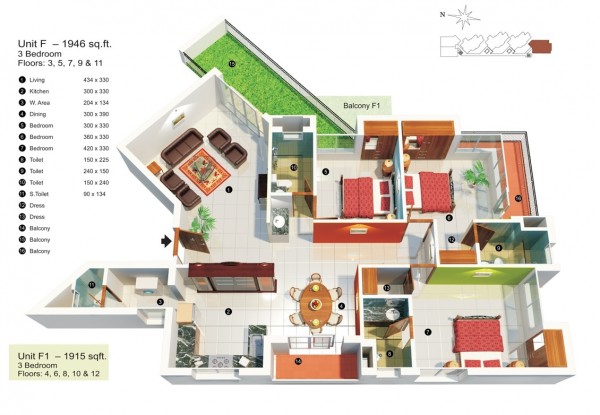 Denah Desain Rumah Mewah Modern 3D