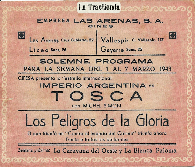 Tosca - Folleto de mano - Imperio Argentina - Rossano Brazzi
