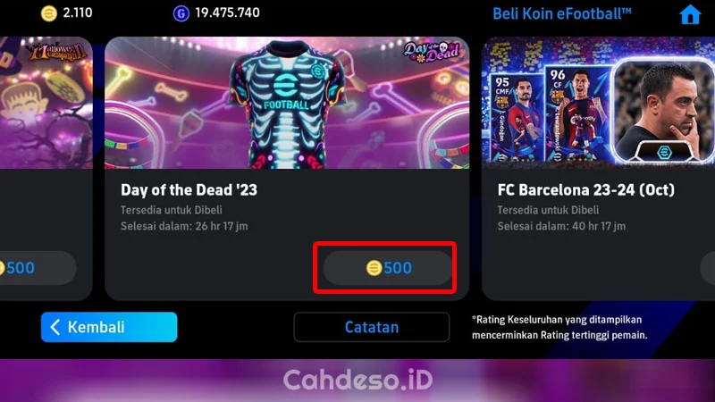 Cara Beli Jersey Spesial Day of the Dead di eFootball 2024 Mobile