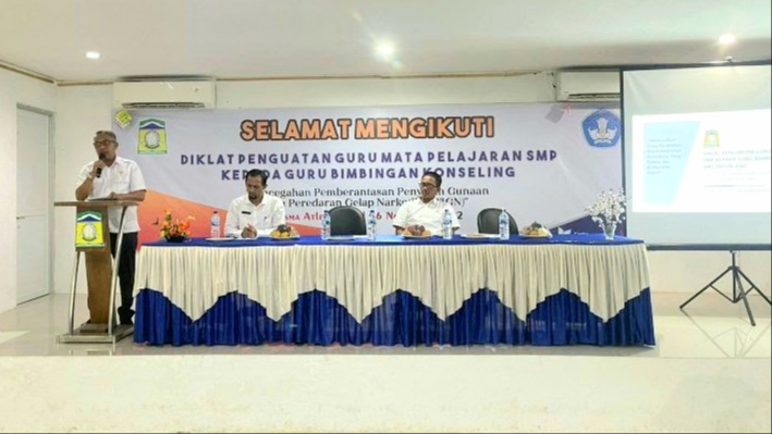 Diklat penguatan mata pelajaran bimbingan konseling dengan tema "pencegahan, pemberantasan penyalahgunaan, dan peredaran gelap narkotika (P4GN) di kalangan pelajar, Rabu (23/11/2022).