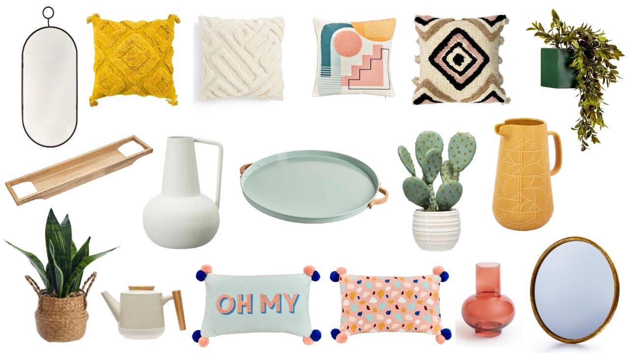 Spring 2021 budget interior decor for your home - from pastel coloured cushions, to boho-inspired wall hangings and plants to add a seasonal touch