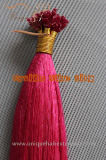 pre bonded hair extensions pink color