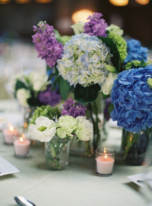 I loved the look of multiple vases canning jars filled with flowers and