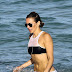 Katie Cassidy wearing a Black & White Bikini in Miami
