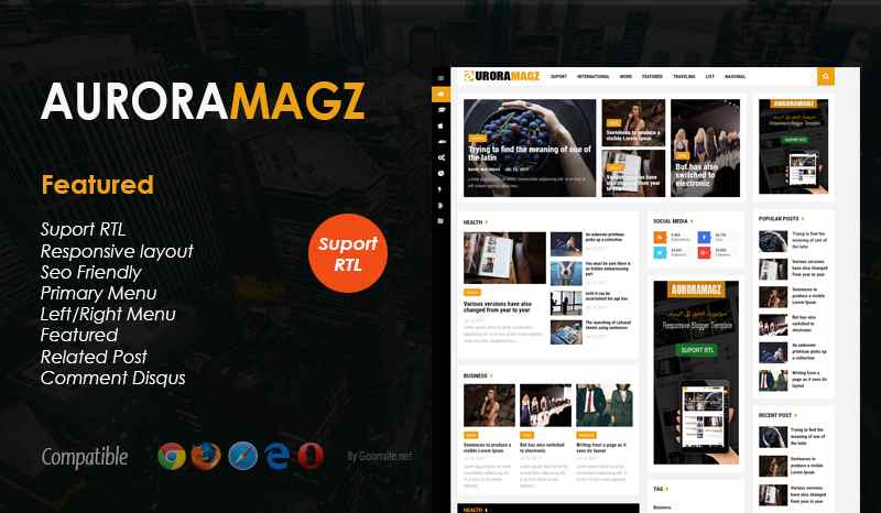 Auroramagz Responsive Blogger Template - Responsive Blogger Template