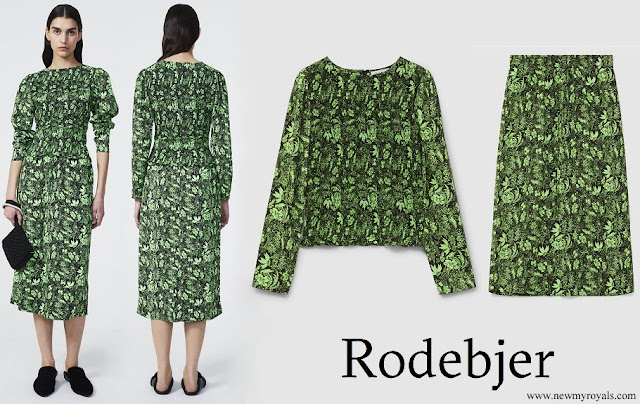 Princess Sofia wore Rodebjer Shardea printed smock blouse and Claire printed skirt