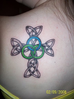 cute CELTIC CROSS tattoo girls. celtic cross tattoo on upper back