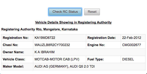 How do I get the owner's details from the vehicle registration number in India (Hindi)