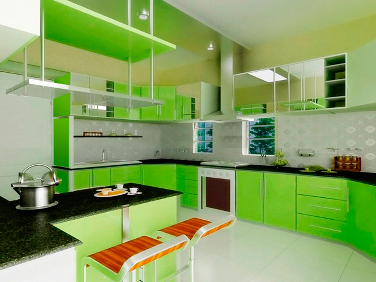 Kitchens With Green Cabinets