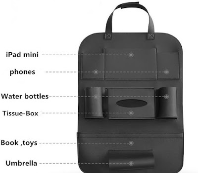 Backseat Car Organizer Holds Tablets, Drinks, Bottles, Tissues, Toys And Etc - Universal Use As Car Backseat Organizer For Kids.